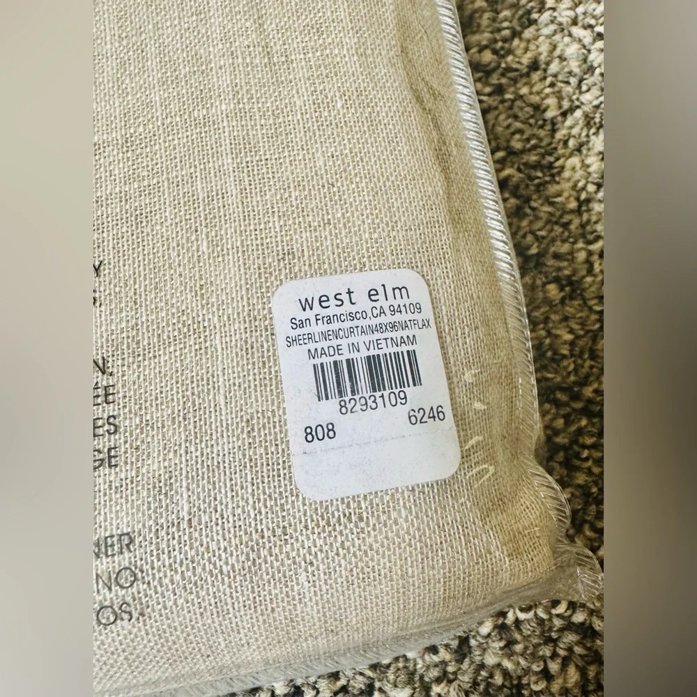 West Elm Sheer European Flax Linen Curtain 48 x 96” Set Of 2 NWT